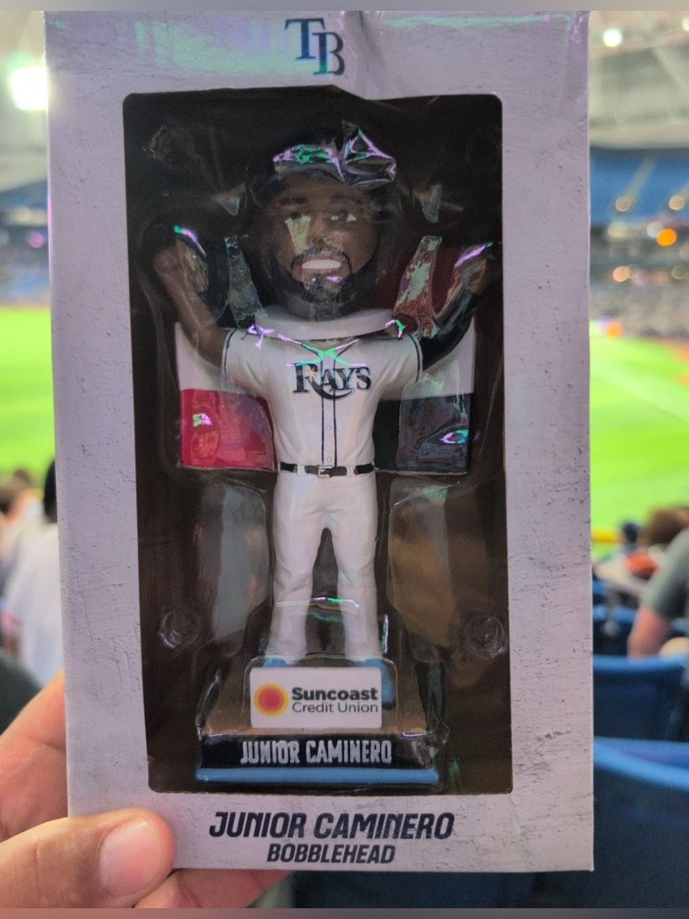 Tampa Bay Rays Junior Caminero Dominican Heritage Bobblehead. New